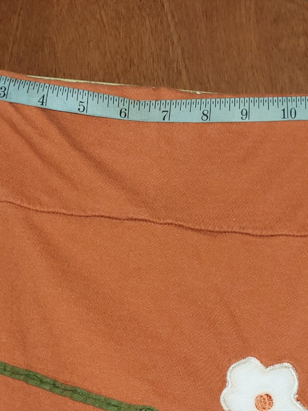 Orange cotton knee length skirt Small - Picture 4 of 6